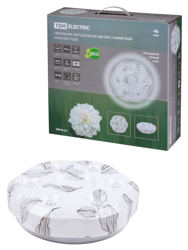 Светильник светодиодный LED СПС 12 15Вт 4000К D35см, Кристалл TDM — фото 2