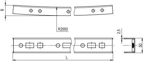 Профиль криволинейный, L1292, толщ.2,5 мм, на 10 рожков DKC — фото 2