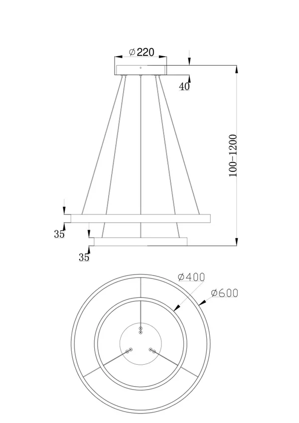 Подвесной светильник 61Вт 4000K Черный IP20 Rim MOD058PL-L55B4K Technical Maytoni — фото 4