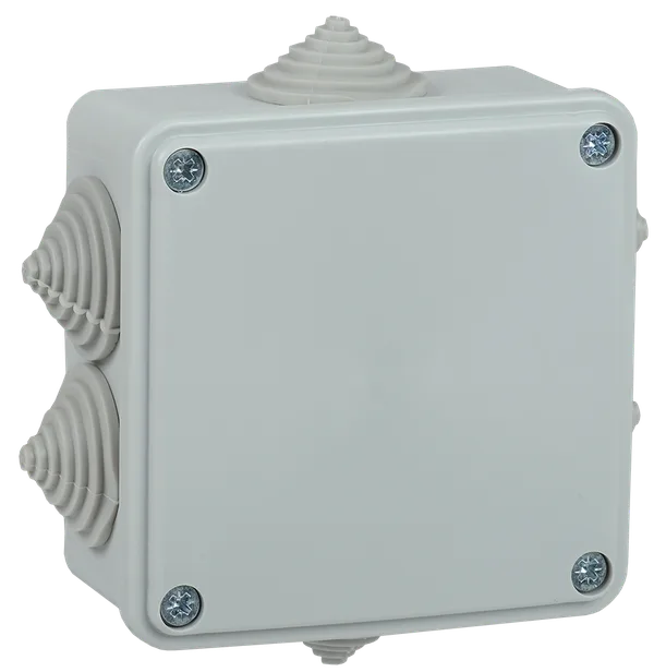 Коробка распаячная КМ для открытой проводки 100х100х45мм IP44 6 вводов (RAL 7035) IEK