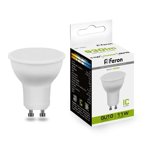 Лампа светодиодная Feron LB-760 MR16 GU10 11W 4000K — фото 2