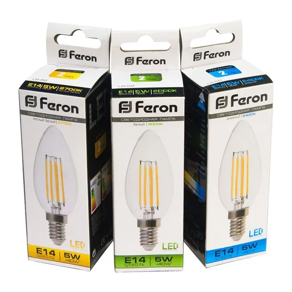 Лампа светодиодная Feron LB-58 Свеча E14 5W 4000K — фото 2