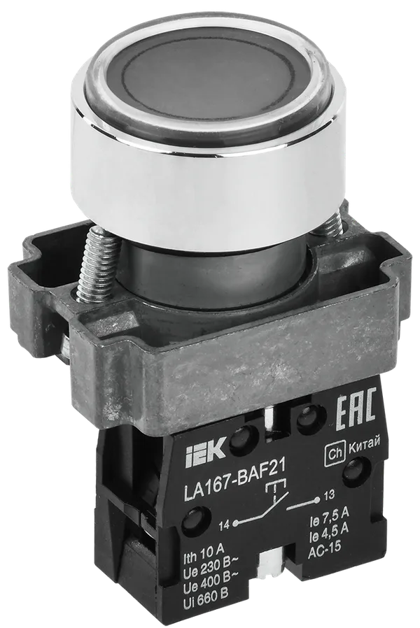 Кнопка управления LA167-BAF21 d=22мм 1з черная IEK