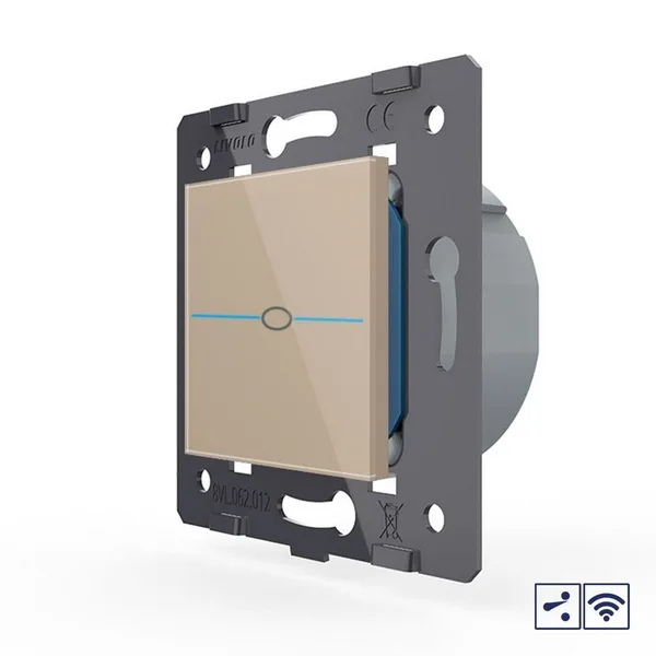 Одноклавишный проходной сенсорный выключатель Quadro с радиоупр., цвет белый (механизм) Livolo — фото 11
