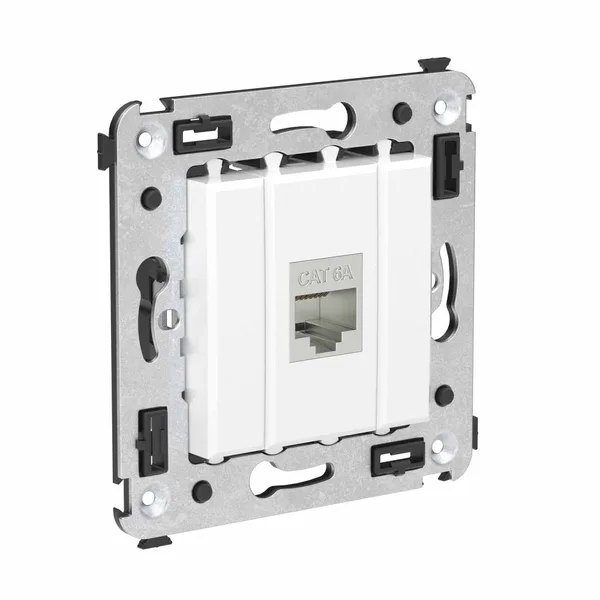 Компьютерная розетка RJ-45 без шторки в стену, кат.6А одинарная экранированная, "Avanti", "Белое облако" DKC — фото 2