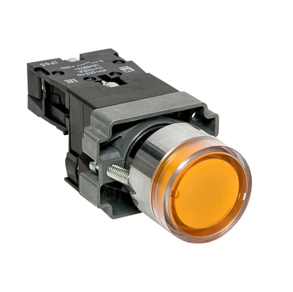 Кнопка BA51 с подстветкой 230В желтая NO IP65 PROxima EKF