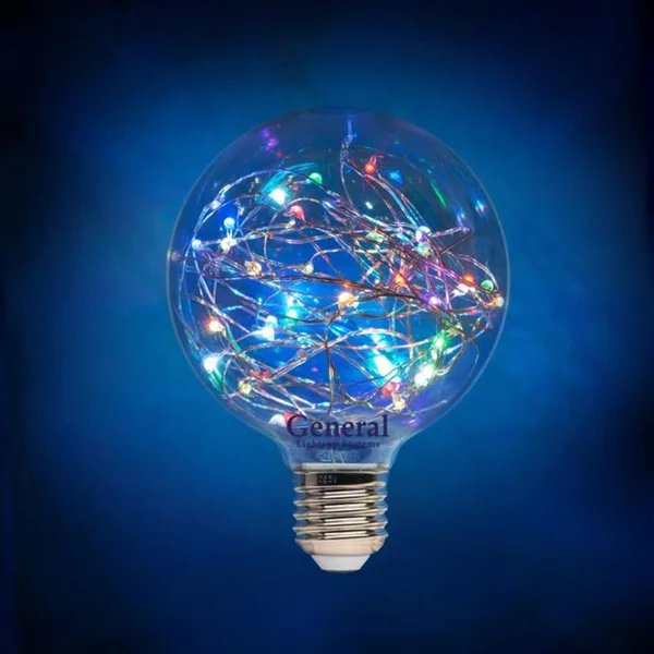 Филаментная светодиодная лампа GLDEN-G95SW-1-230-E27-RGB General