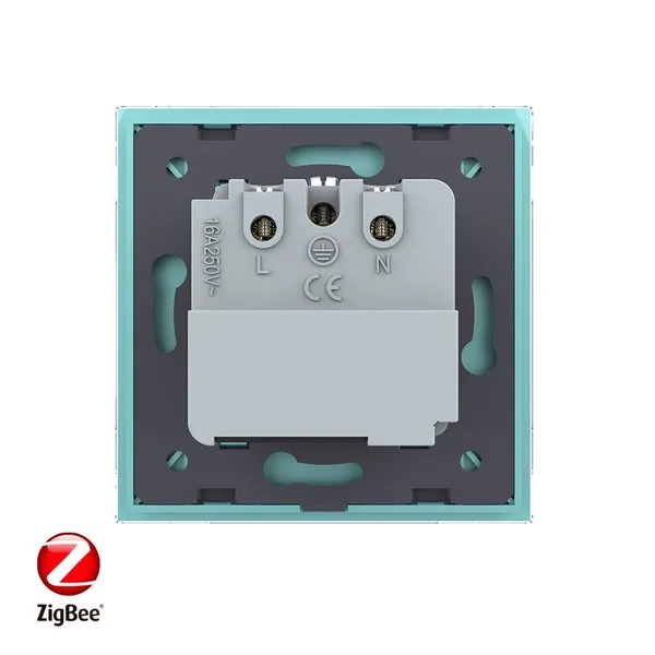 Розетка электрическая ZigBee (Wi-Fi) с заземлением защитными шторками 16A 1 пост Зеленая Livolo — фото 4