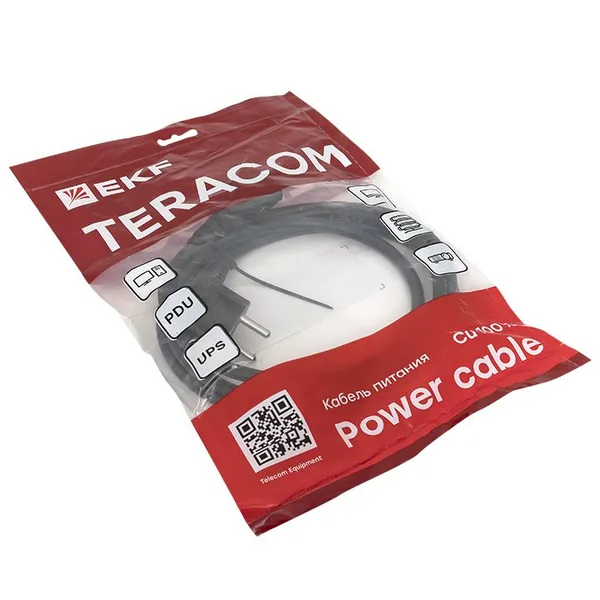 Кабель питания TERACOM для PDU IEC 60320 C13 - CEE 7/7 (Schuko) сечение 3x1,5мм2 250В 10A длина 2,0 метра EKF — фото 4