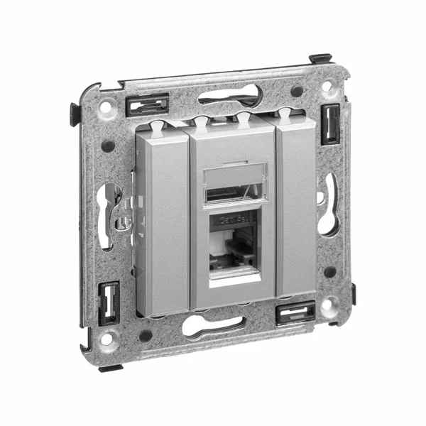 Компьютерная розетка RJ-45 в стену, кат.5e одинарная,"Avanti","Закаленная сталь" DKC — фото 2