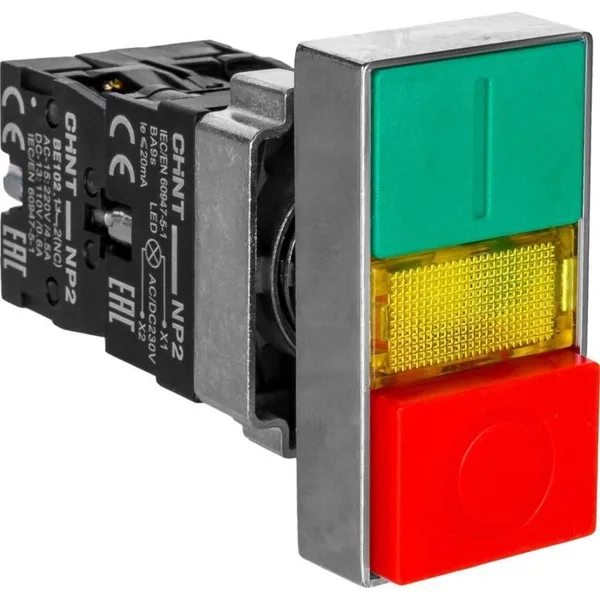 Двойная кнопка "Пуск-Стоп" NP2-EL8325 1НО+1НЗ AC230В IP40 (R) CHINT
