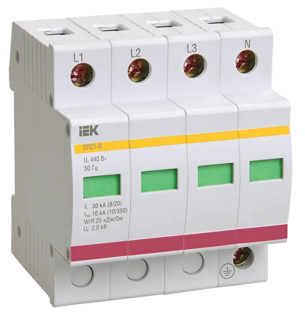 Ограничитель импульсных перенапряжений ОПС1-D 4Р 5/10кА 230B IEK