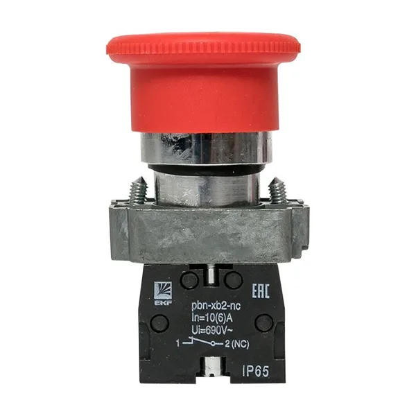 Кнопка BS542 поворотная красная грибок NC IP65 PROxima EKF — фото 4
