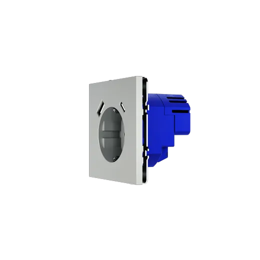 Розетка встраиваемая Voltum S70 с заземлением и защитными шторками, 16А, с USB, A+C, (сталь) — фото 15