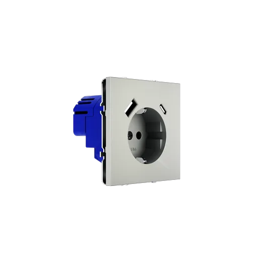 Розетка встраиваемая Voltum S70 с заземлением и защитными шторками, 16А, с USB, A+C, (сталь) — фото 20