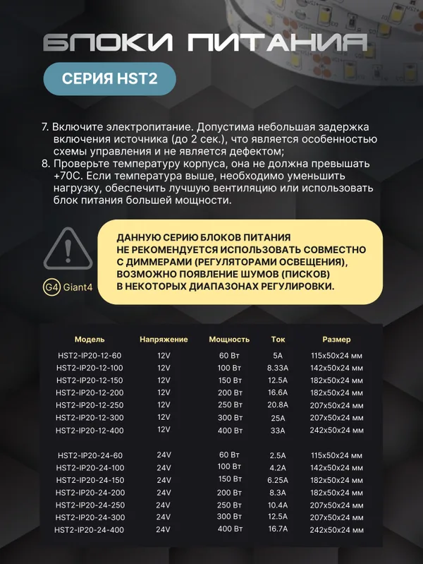 Блок питания узкий Premium 24V 400 Вт IP20 без куллера Giant4 — фото 7