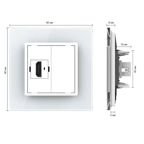 Розетка HDMI Белая Livolo — фото 5
