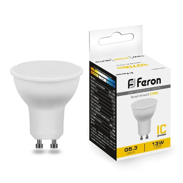Лампа светодиодная Feron LB-960 MR16 GU10 13W 2700K — фото 2