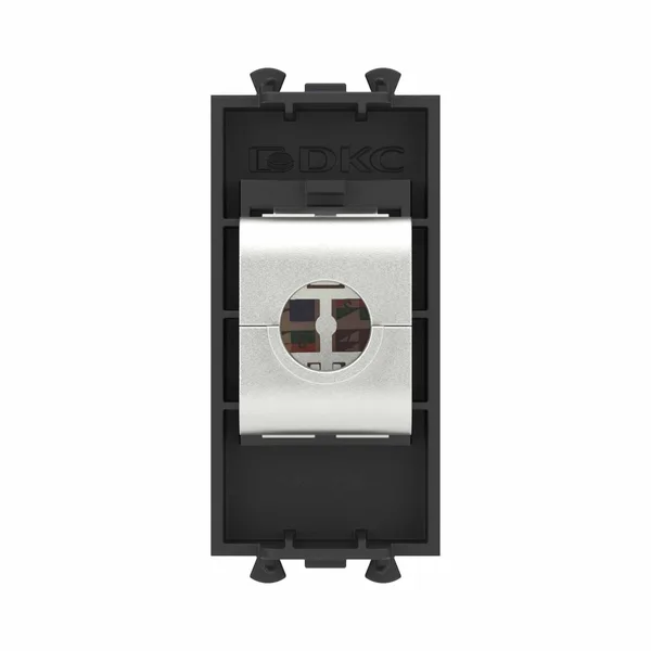 Компьютерная розетка RJ-45 без шторки модульная, кат.6А экранированная, "Avanti", "Черный матовый", 1 модуль DKC — фото 4