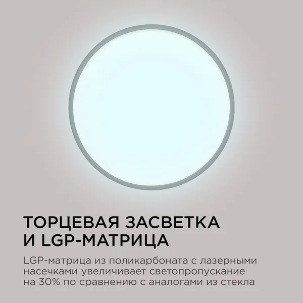 18-134 Светильник светодиодный, накладной, SPIN, 28Вт, 230В/50Гц, 2800лм, 6500К, IP40, ø300х25, круг, черный, монтажная платформа в комплекте Apeyron — фото 6
