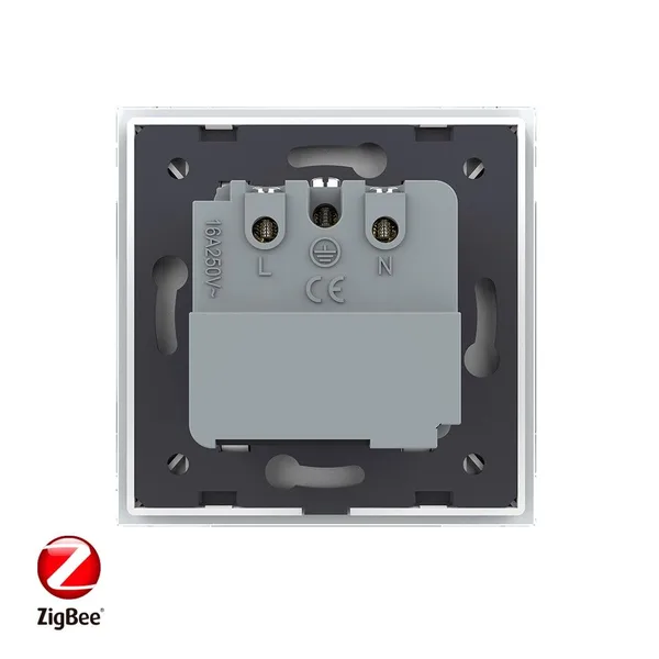 Розетка электрическая ZigBee (Wi-Fi) с заземлением защитными шторками 16A 1 пост Белая Livolo — фото 4