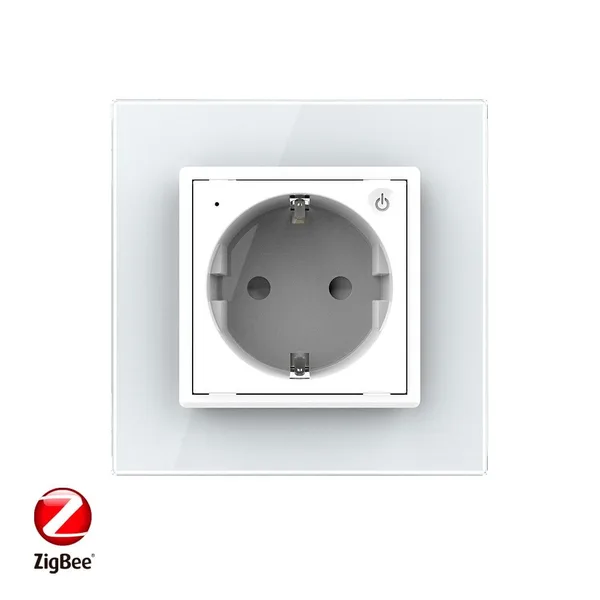 Розетка электрическая ZigBee (Wi-Fi) с заземлением защитными шторками 16A 1 пост Белая Livolo — фото 2