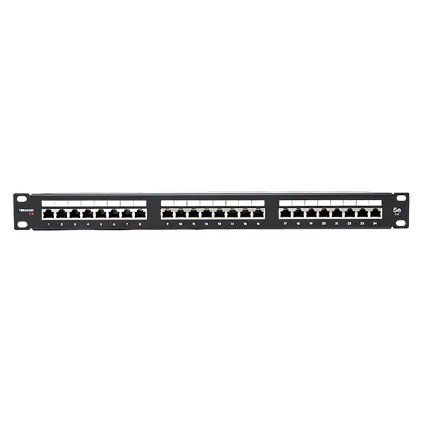Патч-панель TERACOM PRO 19'' Cat,5E 1U полный экран STP 24 порта RJ-45 Dual IDC с органайзером EKF — фото 2