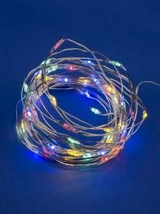 Гирлянда-нить (бат) Роса 50LED разноцв. 5м. (2штхAA) медн.провод IP20 Uniel