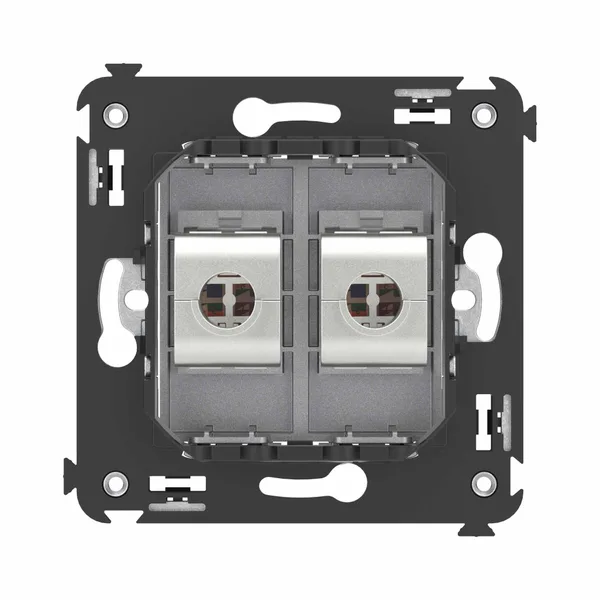 Компьютерная розетка RJ-45 без шторки в стену, кат.6 двойная экранированная, "Avanti", "Закаленная сталь" DKC — фото 4