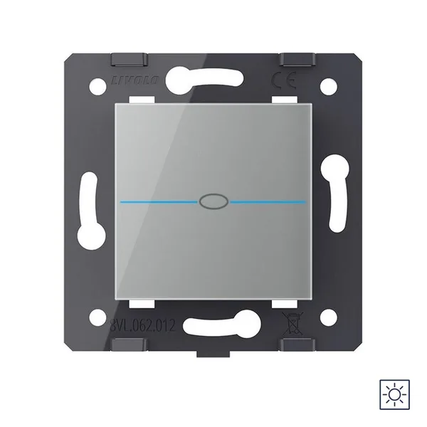 Выключатель Quadro 1 клавиша сухой контакт Серый (механизм) Livolo — фото 2