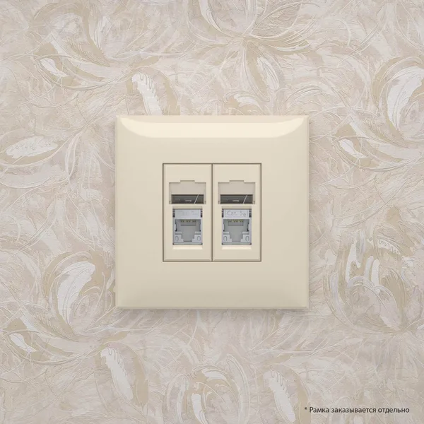 Компьютерная розетка RJ-45 в стену, кат.5e двойная экранированная,"Avanti", "Ванильная дымка" DKC — фото 6