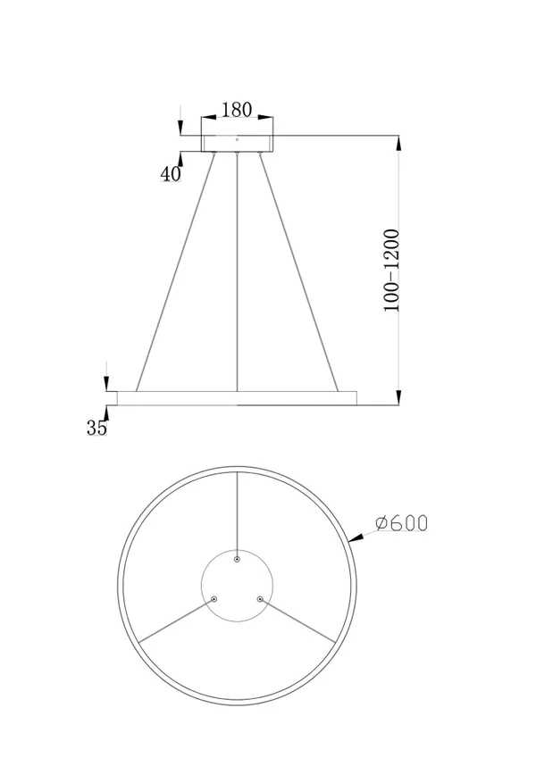 Подвесной светильник 37Вт 4000K Черный IP20 Rim MOD058PL-L32B4K Technical Maytoni — фото 5