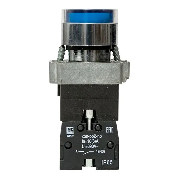 Кнопка BA61 с подстветкой 230В синяя NO IP65 PROxima EKF — фото 4