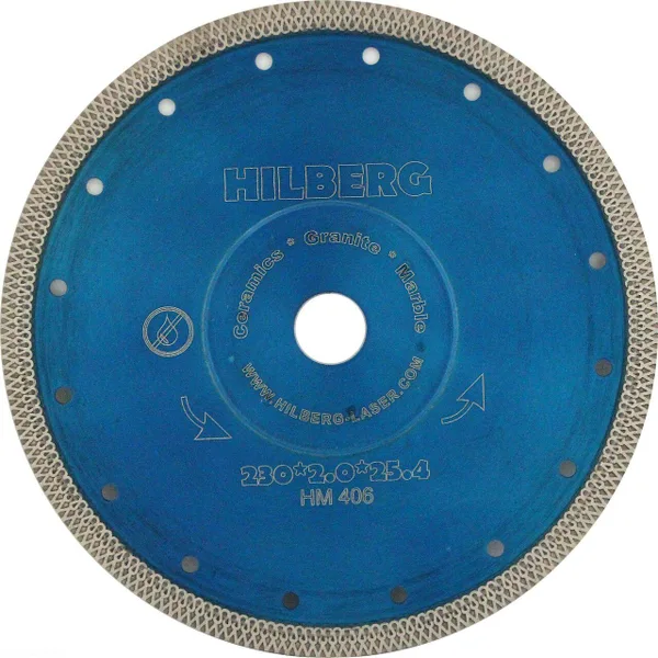 Диск алмазный отрезной 230*25,4/22,23 Турбо ультратонкий х-тип HM406 Hilberg