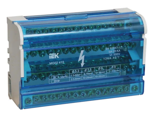 Шины на DIN-рейку в корпусе (кросс-модуль) ШНК 4х15 3L+PEN IEK