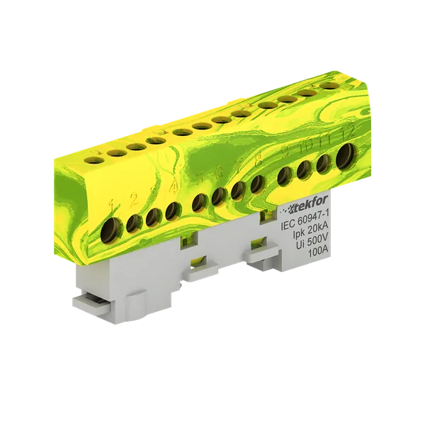Шина нулевая изолированная KSN-6-8x12-12 PE Tekfor