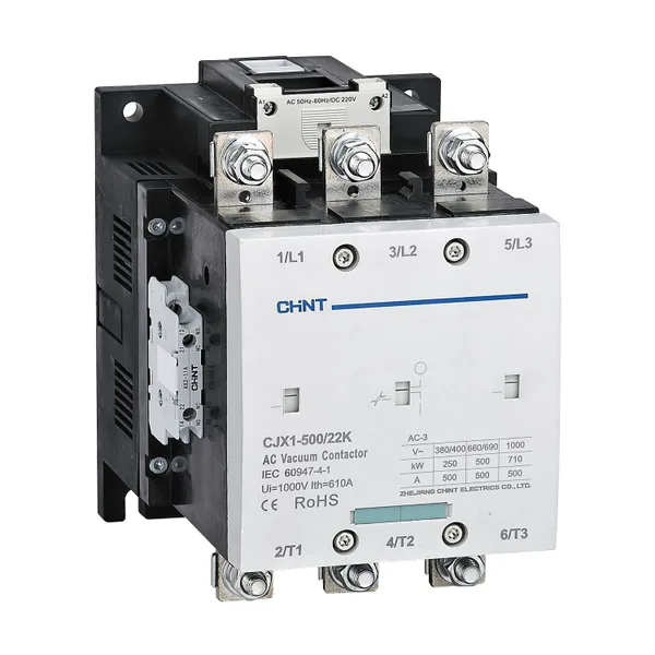 Контактор вакуумный CJX1-500/22K 500А(АС3) 2НО+2НЗ AC/DC 220В 50/60Гц CHINT
