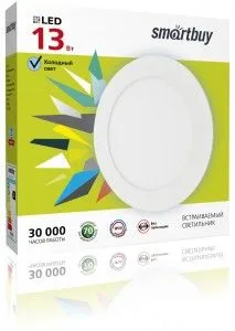 Св-к св/д встр. даунлайт ДВО 13Вт 6000К 1040lm 170х10 белый Smartbuy