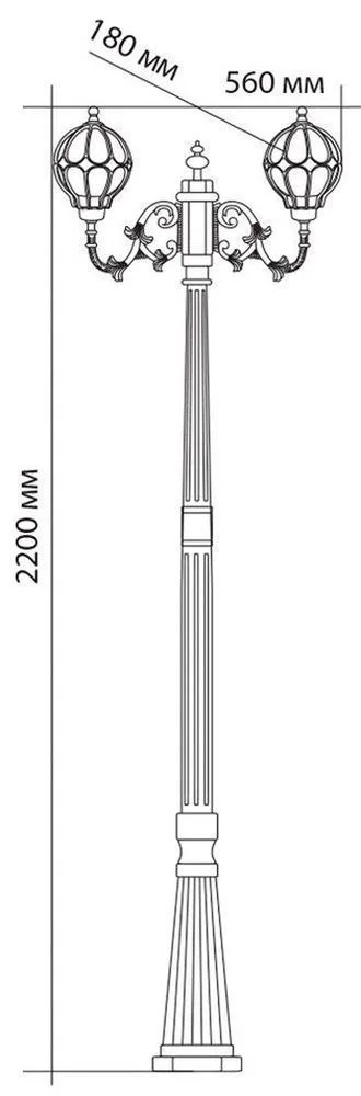 Светильник садово-парковый Feron PL3708 круглый, столб 2*60W 230V E27, черное золото — фото 3