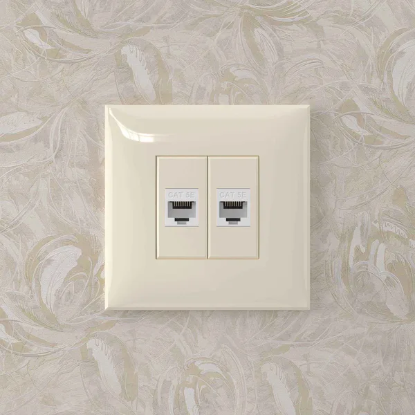 Компьютерная розетка RJ-45 без шторки в стену, кат.5е двойная, "Avanti", "Ванильная дымка" DKC — фото 5