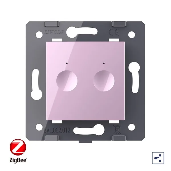 Двухклавишный проходной сенсорный выключатель ZigBee Module, цвет розовый (механизм) Livolo — фото 2