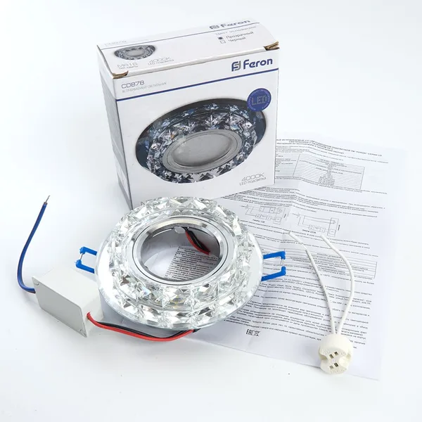 Светильник встраиваемый с белой LED подсветкой Feron CD878 потолочный MR16 G5.3 прозрачный — фото 5