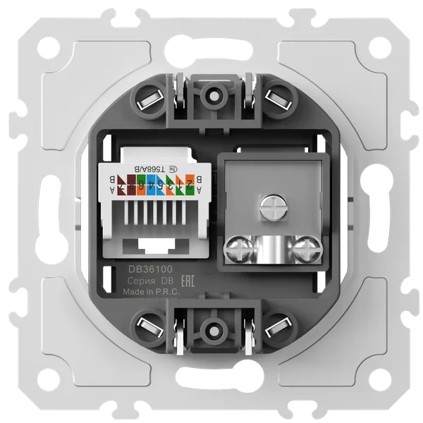Donel механизм розетки RJ45/TV cat.5,ClassE-8/0-2400 МГц, серия DB — фото 2