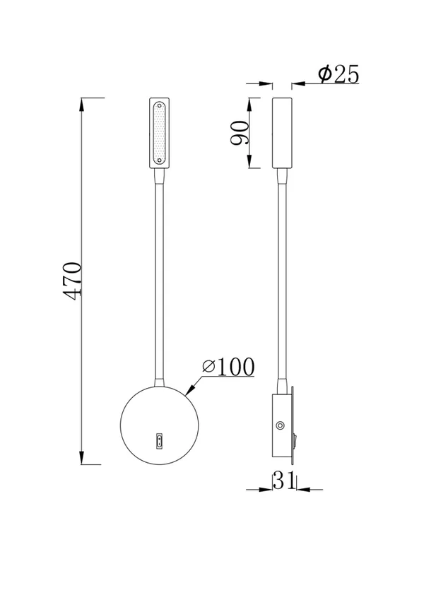 Бра 3Вт 3000K Хром IP20 Stem C035WL-L3CH3K Technical Maytoni — фото 4