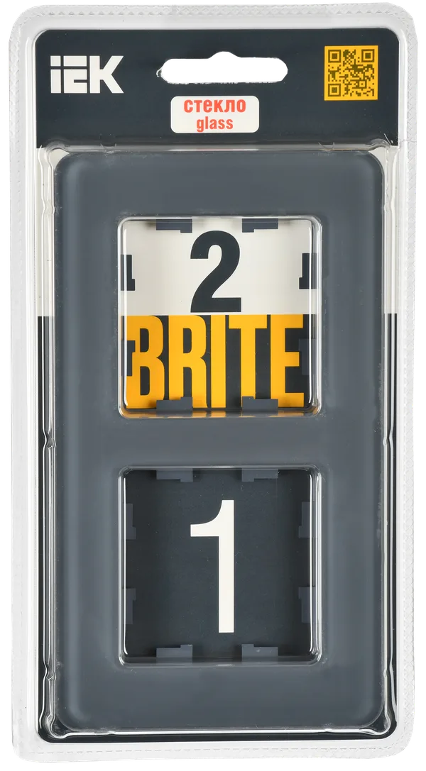 BRITE Рамка 2-мест. РУ-2-2-Бр стекло графит RE IEK — фото 2