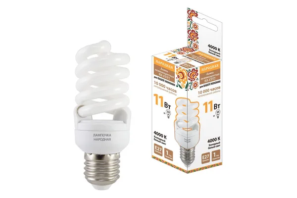 Лампа люминесцентная НЛ-FSТ2-11 Вт-4000 К–Е27 (42х93 мм) TDM