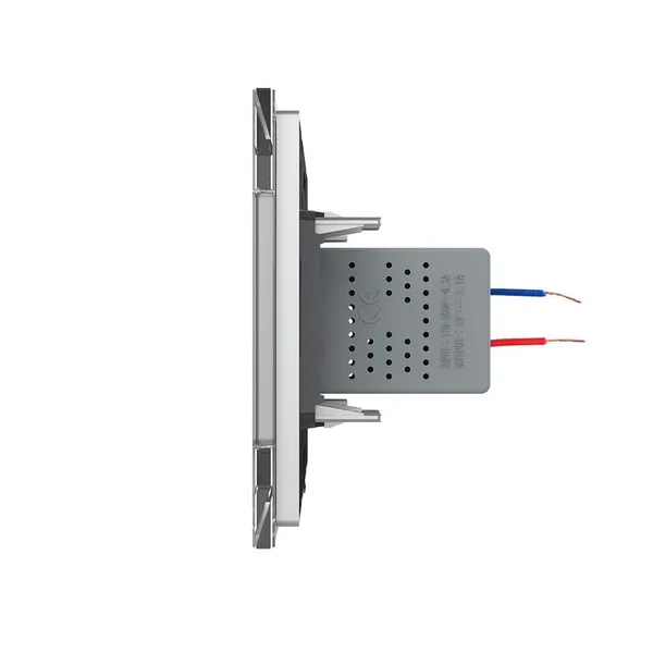 Розетка USB с блоком 5В 2.1А двойная Серая Livolo — фото 3