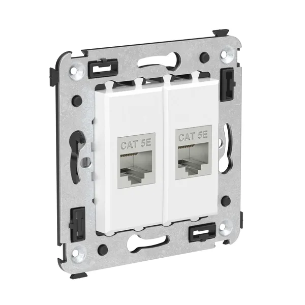 Компьютерная розетка RJ-45 без шторки в стену, кат.5e двойная экранированная, "Avanti", "Белое облако" DKC — фото 2