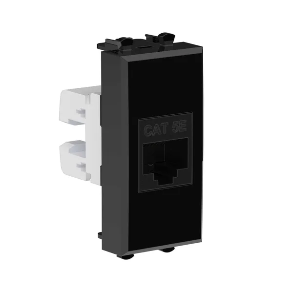 Компьютерная розетка RJ-45 без шторки модульная, кат.5е, "Avanti", "Черный квадрат", 1 модуль DKC — фото 2