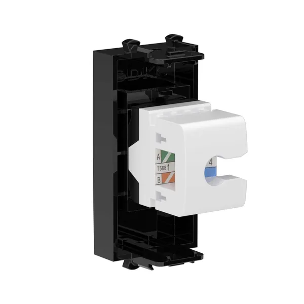 Компьютерная розетка RJ-45 без шторки модульная, кат.5е, "Avanti", "Черный квадрат", 1 модуль DKC — фото 3